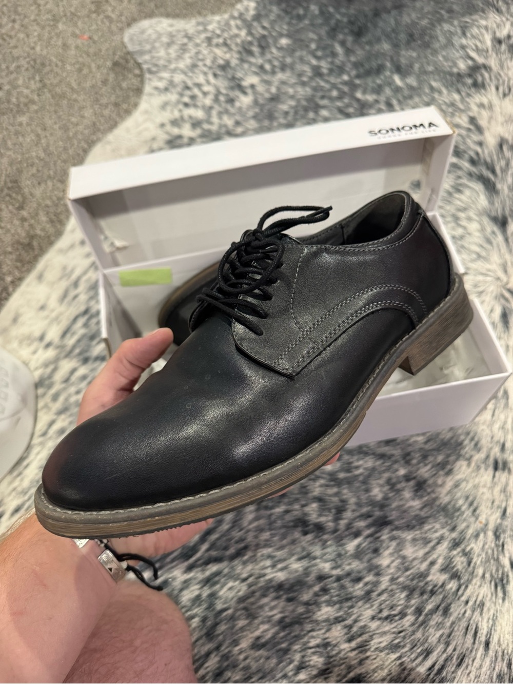 Sonoma Black Leather Lace-Up Derby Shoes